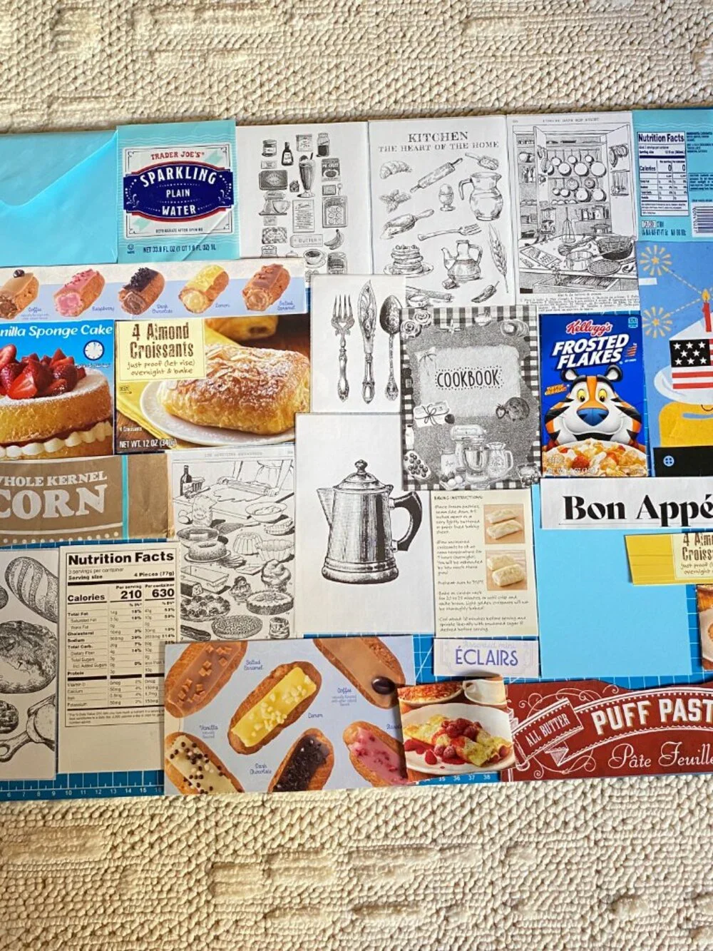 Foodie Junk Journal Kit – Curated Ephemera Pack - Blue